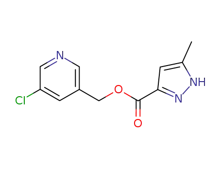 Molecular Structure of 37744-42-6 (1H-Pyrazole-3-carboxylic acid, 5-methyl-, (5-chloro-3-pyridinyl)methyl  ester)