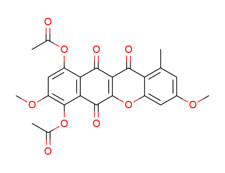 Molecular Structure of 33390-29-3 (Acetic acid 7-acetoxy-3,8-dimethoxy-1-methyl-6,11,12-trioxo-6,12-dihydro-11H-benzo[b]xanthen-10-yl ester)