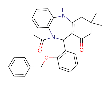 10-acetyl-11-[2-(benzyloxy)phenyl]-3,3-dimethyl-2,3,4,5,10,11-hexahydro-1H-dibenzo[b,e][1,4]diazepin-1-one