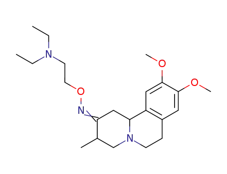 Molecular Structure of 32616-23-2 (1,3,4,6,7,11b-Hexahydro-9,10-dimethoxy-3-methyl-2H-benzo[a]quinolizin-2-one O-[2-(diethylamino)ethyl]oxime)