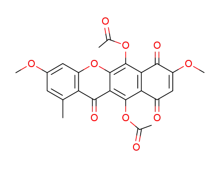 10H-Benzo(b)xanthene-7,10,12-trione, 6,11-dihydroxy-3,8-dimethoxy-1-methyl-, diacetate