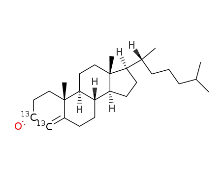 Molecular Structure of 82938-09-8 (<3,4-13C2>-4-Cholesten-3-one)