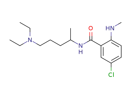 Molecular Structure of 32615-77-3 (Benzamide, 5-chloro-N-(4-(diethylamino)-1-methylbutyl)-2-(methylamino) -)