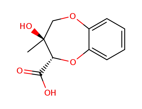 Molecular Structure of 33631-88-8 (2H-1,5-Benzodioxepin-2-carboxylic  acid,  3,4-dihydro-3-hydroxy-3-methyl-)