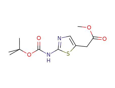 Molecular Structure of 385785-37-5 (5-Thiazoleacetic  acid,  2-[[(1,1-dimethylethoxy)carbonyl]amino]-,  methyl  ester)