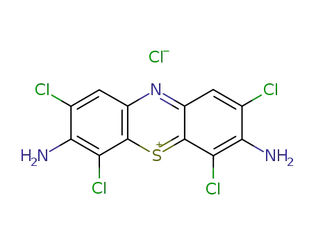 Molecular Structure of 109162-68-7 (3,7-diamino-2,4,6,8-tetrachloro-phenothiazinylium; chloride)
