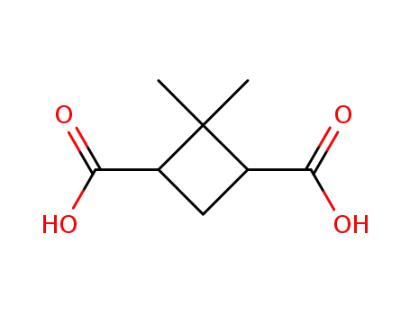 Molecular Structure of 473-69-8 (2,2-Dimethylcyclobutane-1,3-dicarboxylic acid)