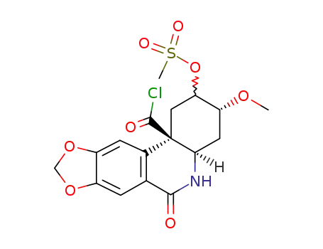 Molecular Structure of 54022-44-5 (2ξ-methanesulfonyloxy-3<i>c</i>-methoxy-6-oxo-(4a<i>r</i>)-2,3,4,4a,5,6-hexahydro-1<i>H</i>-[1,3]dioxolo[4,5-<i>j</i>]phenanthridine-11b<i>t</i>-carbonyl chloride)