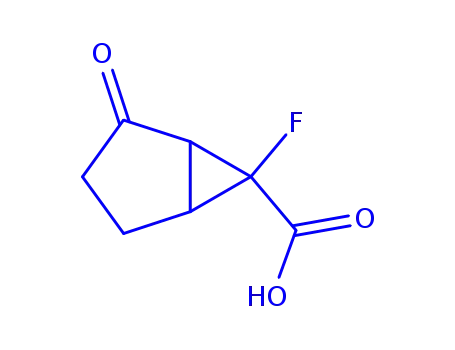 Molecular Structure of 385368-01-4 (Bicyclo[3.1.0]hexane-6-carboxylic acid, 6-fluoro-2-oxo-, (1R,5R,6R)-rel- (9CI))