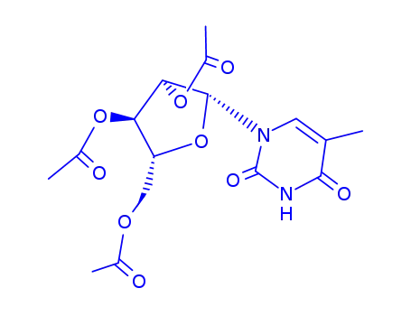 Molecular Structure of 22423-27-4 (1-(Tri-O-acetyl-β-D-arabinofuranosyl)-thymin)