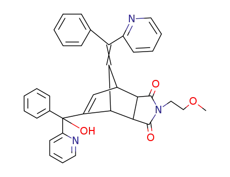 Molecular Structure of 4634-47-3 ((8Z)-5-[hydroxy(phenyl)pyridin-2-ylmethyl]-2-(2-methoxyethyl)-8-[phenyl(pyridin-2-yl)methylidene]-3a,4,7,7a-tetrahydro-1H-4,7-methanoisoindole-1,3(2H)-dione)