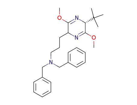 Molecular Structure of 104738-98-9 (Dibenzyl-[3-((R)-5-tert-butyl-3,6-dimethoxy-2,5-dihydro-pyrazin-2-yl)-propyl]-amine)