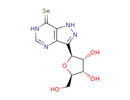 Molecular Structure of 39102-63-1 ({3-[3,4-dihydroxy-5-(hydroxymethyl)tetrahydrofuran-2-yl]-2H-pyrazolo[4,3-d]pyrimidin-7-yl}selanyl (non-preferred name))