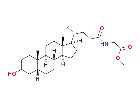 Molecular Structure of 69320-20-3 (methyl N-(3α-hydroxy-5β-cholan-24-oyl)glycinate)