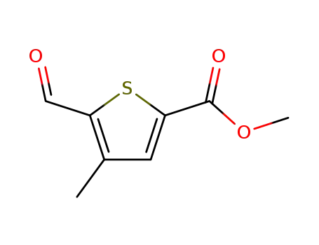 Molecular Structure of 391936-75-7 (METHYL 5-FORMYL-4-METHYL-2-THIOPHENECARBOXYLATE,97%)