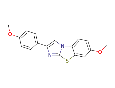 Molecular Structure of 38956-33-1 (7-METHOXY-2-(4-METHOXYPHENYL)IMIDAZO[2,1-B]BENZOTHIAZOLE)