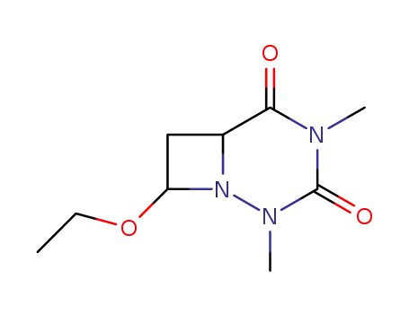 Molecular Structure of 39656-62-7 (1,2,4-Triazabicyclo[4.2.0]octane-3,5-dione,8-ethoxy-2,4-dimethyl-(9CI))