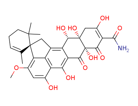 Spiro[2-cyclohexene-1,2'(1'H)-cyclopenta[de]naphthacene]-9'-carboxamide,7',7'a,8',11',11'a,12'-hexahydro-5',6',7'a,10',11'a,12'-hexahydroxy-3'-methoxy-2,6,6-trimethyl-7',8'-dioxo-,(1R,7'aR,11'aR,12'R)