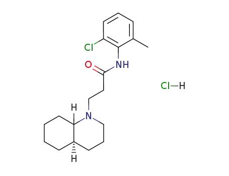 Molecular Structure of 39489-94-6 (1(2H)-Quinolinepropanamide, N-(2-chloro-6-methylphenyl)octahydro-, mon ohydrochloride, trans-)