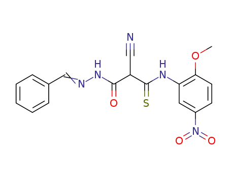 2-Cyano-N-(2-methoxy-5-nitro-phenyl)-2-[1-phenyl-meth-(E)-ylidene-hydrazinocarbonyl]-thioacetamide