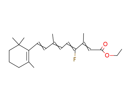 Molecular Structure of 3887-00-1 (ethyl (2E,4Z,6Z,8E)-4-fluoro-3,7-dimethyl-9-(2,6,6-trimethyl-1-cyclohe xenyl)nona-2,4,6,8-tetraenoate)