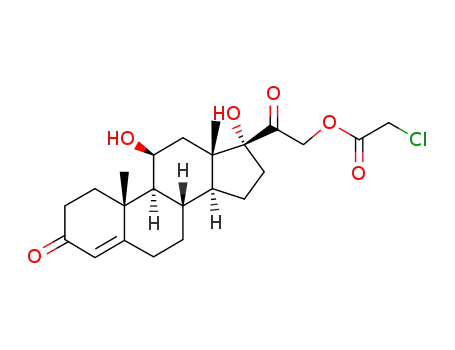 Molecular Structure of 3992-38-9 ((8alpha,9xi,10alpha,11alpha,13alpha,14xi,17alpha)-11,17-dihydroxy-3,20-dioxopregn-4-en-21-yl chloroacetate)