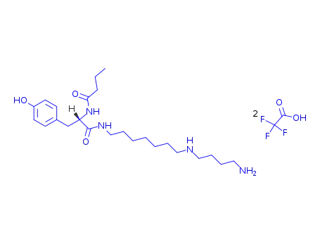 Molecular Structure of 401601-12-5 ((S)-N-[7-[(4-AMINOBUTYL)AMINO]HEPTYL]-4-HYDROXY-A-[(1-OXOBUTYL)AMINO]BENZENEPROPANAMIDE DIHYDROCHLORIDE)