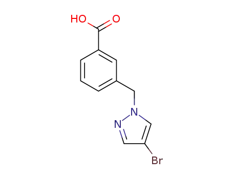 Molecular Structure of 402736-52-1 (3-(4-BROMO-PYRAZOL-1-YLMETHYL)-BENZOIC ACID)