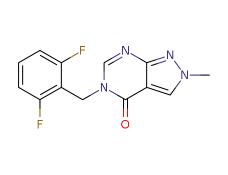 Molecular Structure of 402570-60-9 (5-(2,6-Difluorobenzyl)-2-methyl-4,5-dihydro-2H-pyrazolo[3,4-d]pyrimidin-4-one)