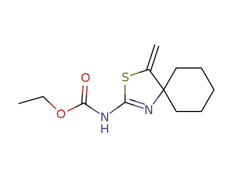 Carbamic  acid,  (4-methylene-3-thia-1-azaspiro[4.5]dec-1-en-2-yl)-,  ethyl  ester  (9CI)