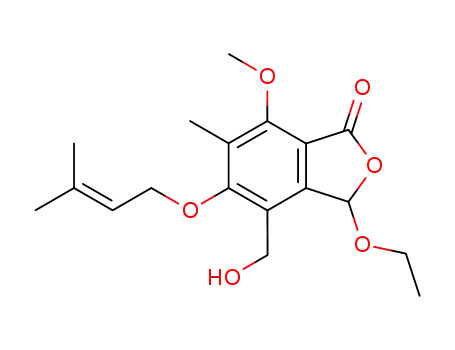 3-Ethoxy-4-(hydroxymethyl)-7-methoxy-6-methyl-5-<(3-methyl-2-butenyl)oxy>-1(3H)-isobenzofuranon