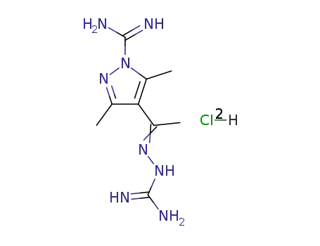 Molecular Structure of 132369-00-7 (4-acetyl-1-amidino-3,5-dimethylpyrazole amidinohydrazone dihydrochloride)