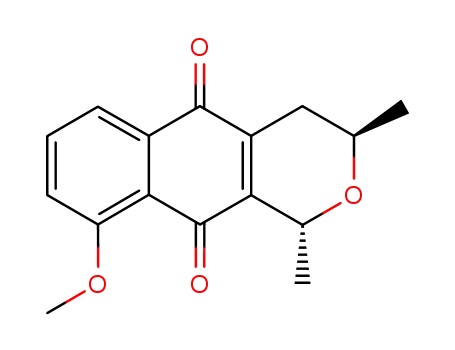 Molecular Structure of 478-37-5 ((1R)-1β,3α-Dimethyl-9-methoxy-3,4,5,10-tetrahydro-1H-naphtho[2,3-c]pyran-5,10-dione)