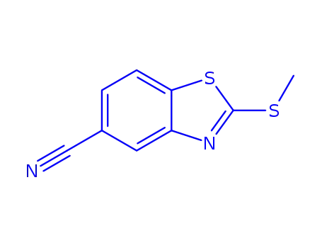 Molecular Structure of 401567-16-6 (5-Benzothiazolecarbonitrile,2-(methylthio)-(9CI))