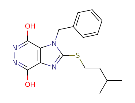 Molecular Structure of 4846-44-0 (1-benzyl-2-[(3-methylbutyl)sulfanyl]-5,6-dihydro-1H-imidazo[4,5-d]pyridazine-4,7-dione)