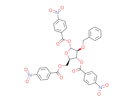 Molecular Structure of 4060-30-4 (2-O-benzyl-1,3,5-tris-O-(4-nitrobenzoyl)pentofuranose)