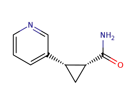 Molecular Structure of 484654-42-4 (Cyclopropanecarboxamide, 2-(3-pyridinyl)-, (1R,2S)-rel- (9CI))