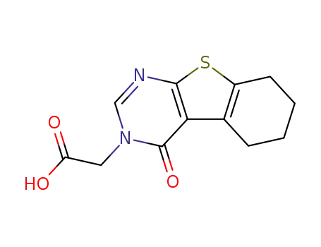 Molecular Structure of 40277-46-1 ((4-OXO-5,6,7,8-TETRAHYDRO-4 H-BENZO[4,5]THIENO[2,3-D ]PYRIMIDIN-3-YL)-ACETIC ACID)