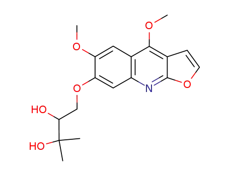 Molecular Structure of 524-90-3 ((+)-1-[(4,6-Dimethoxyfuro[2,3-b]quinolin-7-yl)oxy]-3-methyl-2,3-butanediol)