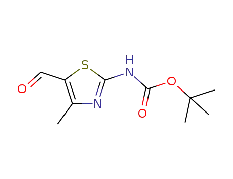 Molecular Structure of 482584-84-9 (Carbamic  acid,  (5-formyl-4-methyl-2-thiazolyl)-,  1,1-dimethylethyl  ester  (9CI))