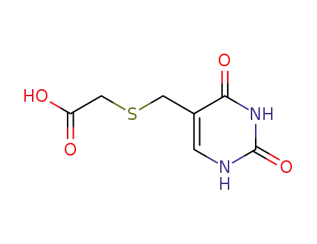 Molecular Structure of 4874-01-5 ({[(2,4-dioxo-1,2,3,4-tetrahydropyrimidin-5-yl)methyl]sulfanyl}acetic acid)