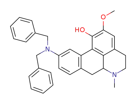 Molecular Structure of 40374-54-7 (10-Dibenzylamino-5,6,6a,7-tetrahydro-2-methoxy-6-methyl-4H-dibenzo[de,g]quinolin-1-ol)