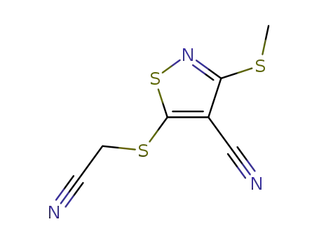 Molecular Structure of 72436-95-4 (5-[(cyanomethyl)sulfanyl]-3-(methylsulfanyl)isothiazole-4-carbonitrile)