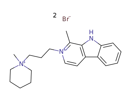 Molecular Structure of 63885-40-5 (1-methyl-2-[3-(1-methylpiperidinium-1-yl)propyl]-4bH-beta-carbolin-2-ium dibromide)