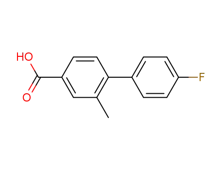 Molecular Structure of 406234-42-2 (4'-Fluoro-2-Methyl-[1,1'-biphenyl]-4-carboxylic acid)