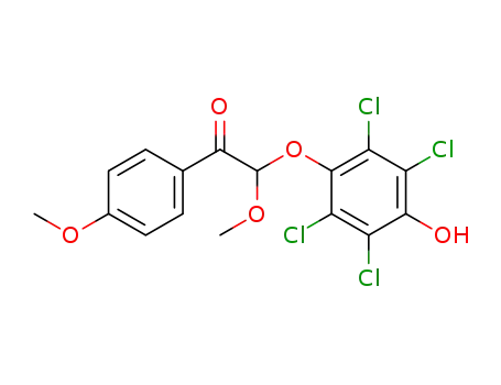 Molecular Structure of 29272-16-0 (2-Methoxy-1-(4-methoxy-phenyl)-2-(2,3,5,6-tetrachloro-4-hydroxy-phenoxy)-ethanone)