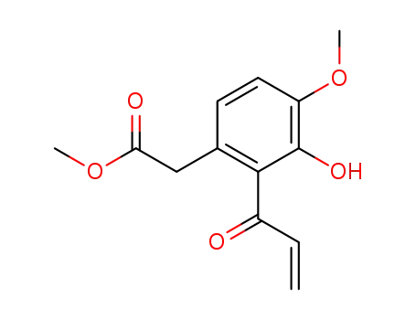 Molecular Structure of 40992-07-2 (3-Hydroxy-4-methoxy-2-(1-oxo-2-propenyl)benzeneacetic acid methyl ester)
