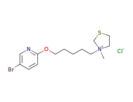 Molecular Structure of 41288-05-5 (3-{5-[(5-bromopyridin-2-yl)oxy]pentyl}-3-methyl-1,3-thiazolidin-3-ium chloride)