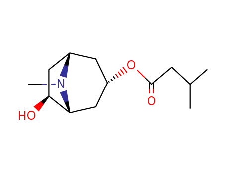 Molecular Structure of 490-96-0 ([(3R,7R)-7-hydroxy-8-methyl-8-azabicyclo[3.2.1]oct-3-yl] 3-methylbutan oate)