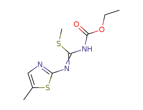 Molecular Structure of 41228-19-7 (Carbamic  acid,  [[(5-methyl-2-thiazolyl)imino](methylthio)methyl]-,  ethyl  ester  (9CI))